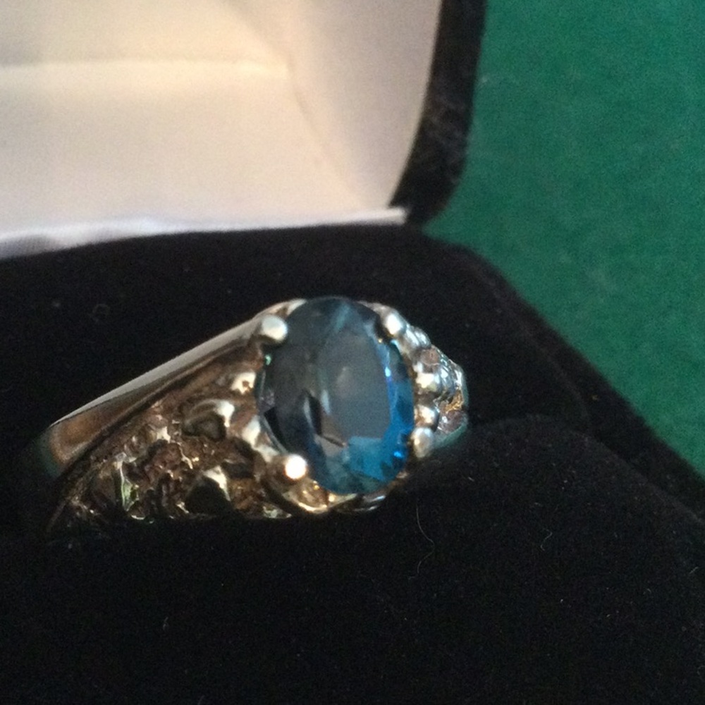 Genuine Rare London Blue Topaz Ring - Picture 3 of 12